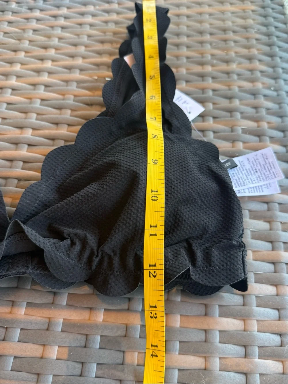 J.Crew Scallop Piqué High Waist Bikini Set Black Textured Medium NWT